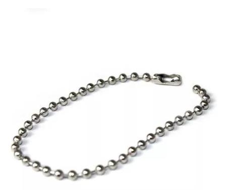 CORRENTE BOLINHA  12CM COM CANOA - COR PRATA 