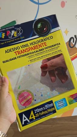 ADESIVO VINIL HOLOGRAFICO TRANSPARENTE A4 