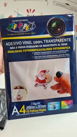 ADESIVO VINIL 100% TRANSPARENTE A4 110G
